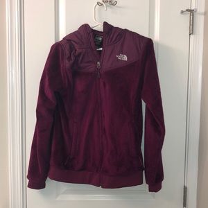 North face burgundy furry jacket! Lightly worn!